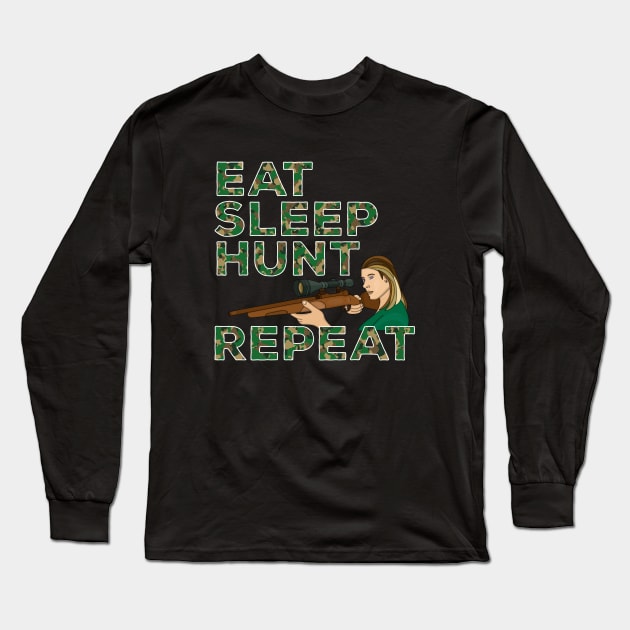 Eat Sleep Hunt Repeat Long Sleeve T-Shirt by DiegoCarvalho